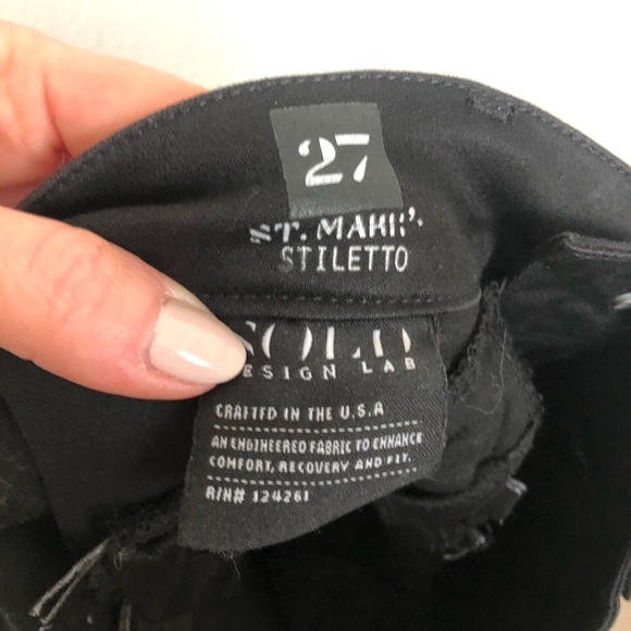 Leather Trim Jeans in Black 27 - Picture 6 of 6